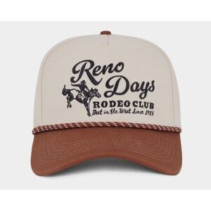 Reno Days Rodeo Club Rope Hat Snapback Cream Brown Embroidered Western Cap